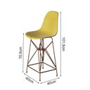 Ver imagem 3 de Jogo Mesa Bistrô Eames Vidro 60Cm 3 Banquetas Amarela Base Ferro Cobre - Cor: Branco