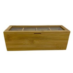 PORTA CHA DE BAMBU NATURAL TAMPA MAGNÉTICA 4 DIVISÓRIAS - 6