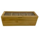 Ver imagem 2 de PORTA CHA DE BAMBU NATURAL TAMPA MAGNÉTICA 4 DIVISÓRIAS