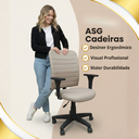 Ver imagem 3 de Cadeira Escritório Ergonômica Bege Nr17 Office Executiva Giratória C/rodinhas Confortável Esteirinha