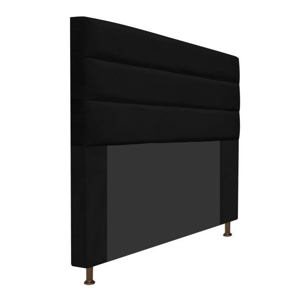 Cabeceira Estofada Turim 160 cm Queen Size Suede Preto - STS Móveis - 2