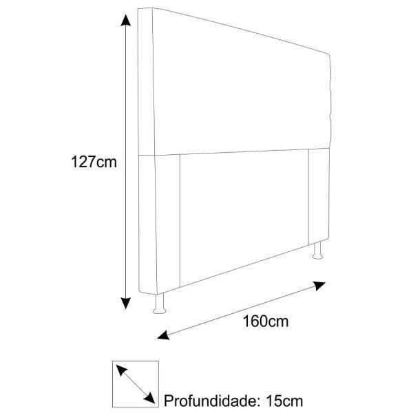 Cabeceira Estofada Turim 160 cm Queen Size Suede Preto - STS Móveis - 3
