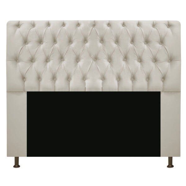 Cabeceira Estofada Lady 195 cm King Size Com Capitonê Suede Bege - STS Móveis - 1