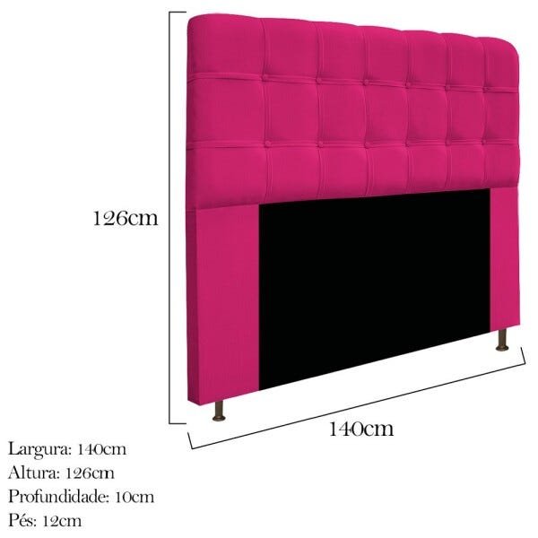 Cabeceira Estofada Mel 140 cm Casal Com Botonê Suede Pink - STS Móveis - 2