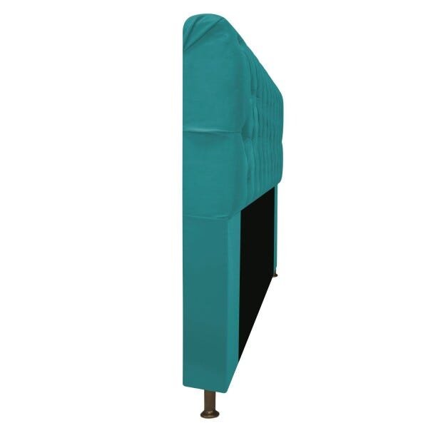 Cabeceira Estofada Lady 140 cm Casal Com Capitonê Suede Azul Turquesa - STS Móveis - 2