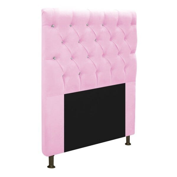 Cabeceira Estofada Cristal 90 cm Solteiro Com Strass Suede Rosa Bebê - STS Móveis - 2