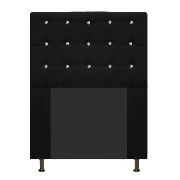 Cabeceira Estofada Dama 90 cm Solteiro Com Strass Suede Preto - STS Móveis - 1