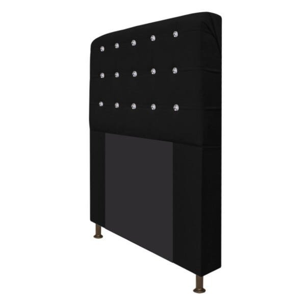 Cabeceira Estofada Dama 90 cm Solteiro Com Strass Suede Preto - STS Móveis - 2