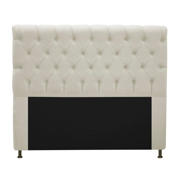 Cabeceira Estofada Cristal 160 cm Queen Size Com Capitonê Suede Bege - STS Móveis - 1