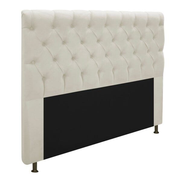 Cabeceira Estofada Cristal 160 cm Queen Size Com Capitonê Suede Bege - STS Móveis - 2