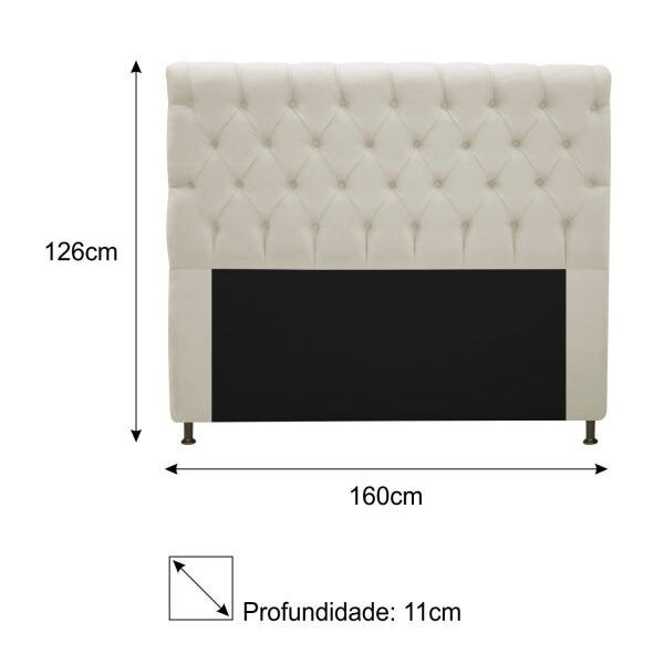 Cabeceira Estofada Cristal 160 cm Queen Size Com Capitonê Suede Bege - STS Móveis - 3