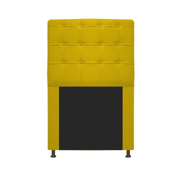 Cabeceira Estofada Dama 90 cm Solteiro Com Botonê Corano Amarelo - STS Móveis - 1