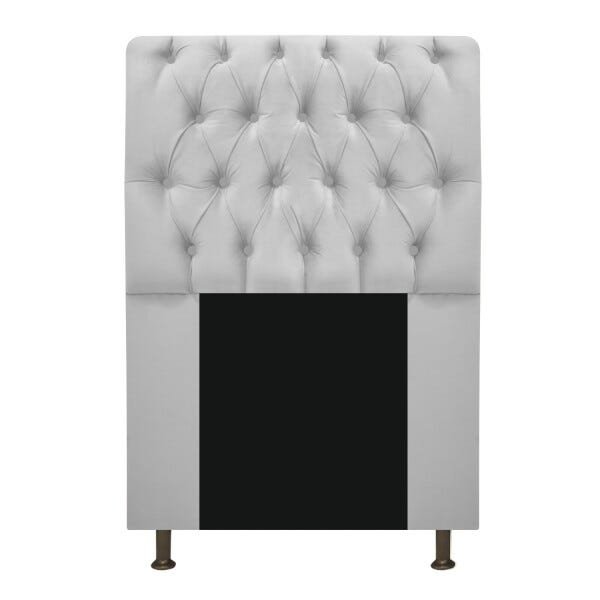 Cabeceira Estofada Lady 100 cm Solteiro Com Capitonê Suede Branco - STS Móveis - 1