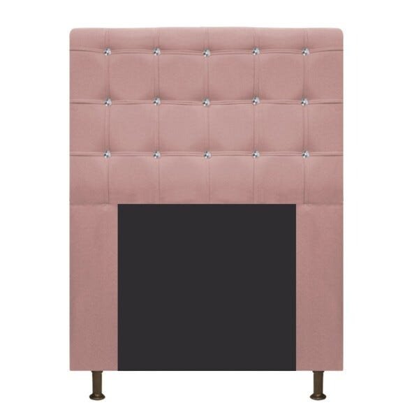 Cabeceira Estofada Dama 90 cm Solteiro Com Strass Suede Rosê - STS Móveis - 1