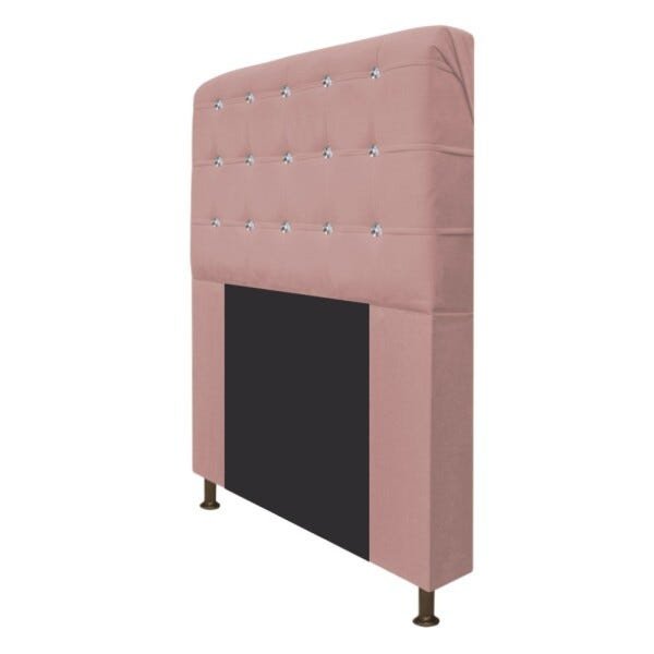 Cabeceira Estofada Dama 90 cm Solteiro Com Strass Suede Rosê - STS Móveis - 2