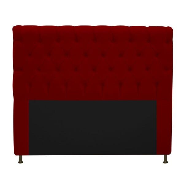 Cabeceira Estofada Cristal 160 cm Queen Size Com Capitonê Suede Bordô - STS Móveis - 1