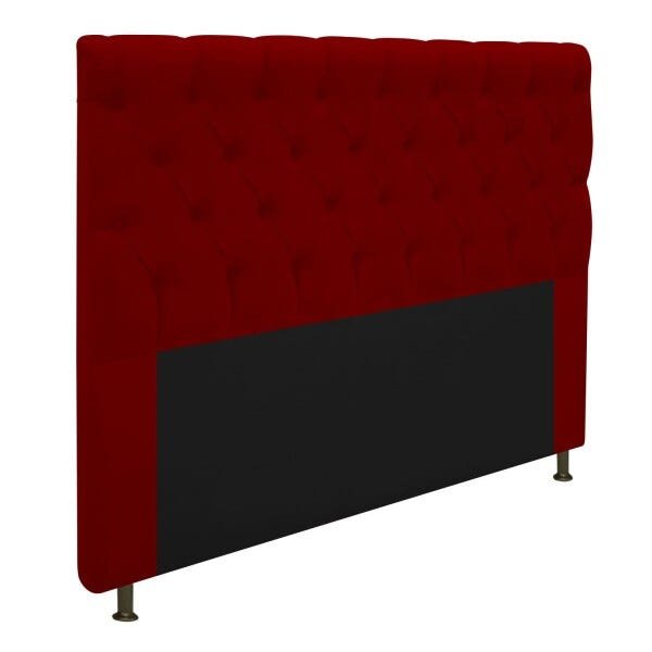 Cabeceira Estofada Cristal 160 cm Queen Size Com Capitonê Suede Bordô - STS Móveis - 2