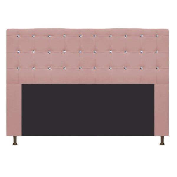 Cabeceira Estofada Dama 195 cm King Size Com Strass Suede Rosê - STS Móveis - 1
