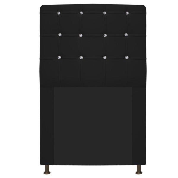 Cabeceira Estofada Dama 100 cm Solteiro Com Strass Corano Preto - STS Móveis - 1