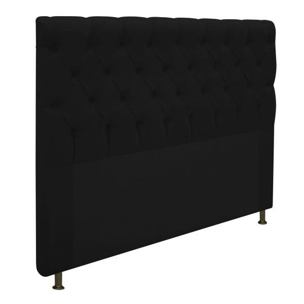 Cabeceira Estofada Cristal 160 cm Queen Size Com Capitonê Suede Preto - STS Móveis - 2