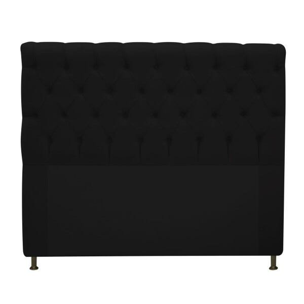 Cabeceira Estofada Cristal 160 cm Queen Size Com Capitonê Suede Preto - STS Móveis - 1