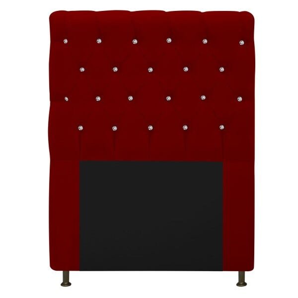 Cabeceira Estofada Cristal 100 cm Solteiro Com Strass Suede Bordô - STS Móveis - 1