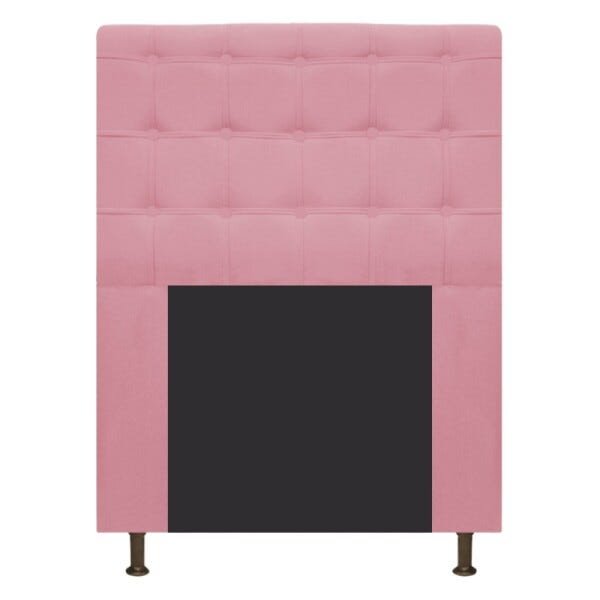 Cabeceira Estofada Dama 100 cm Solteiro Com Botonê Suede Rosa Bebê - STS Móveis - 1