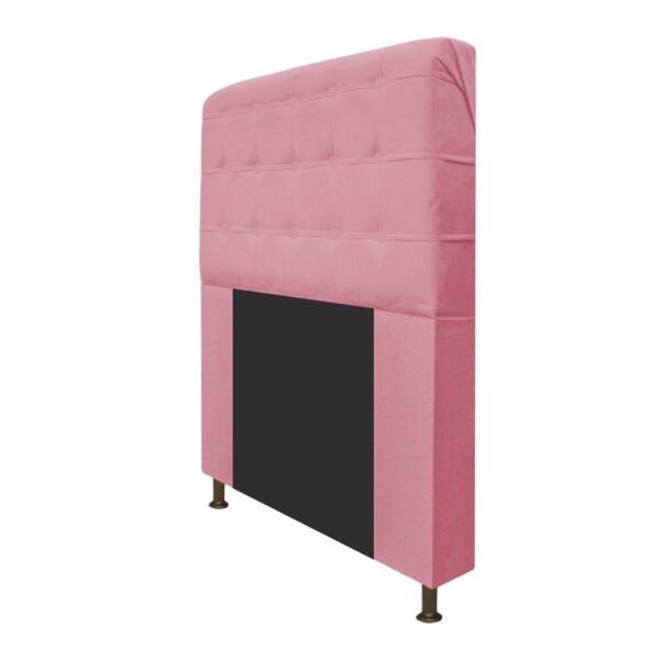 Cabeceira Estofada Dama 100 cm Solteiro Com Botonê Suede Rosa Bebê - STS Móveis - 2