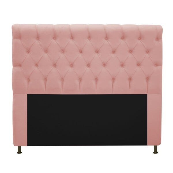 Cabeceira Estofada Cristal 160 cm Queen Size Com Capitonê Suede Rosê - STS Móveis - 1