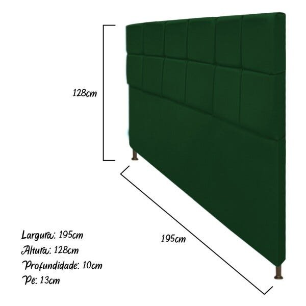 Cabeceira Estofada Damares 195 cm King Size Com Botonê Suede Verde - STS Móveis - 3