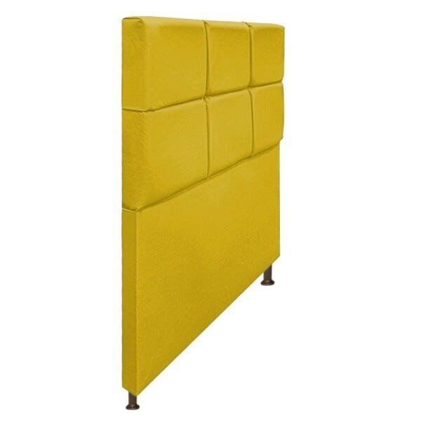 Cabeceira Estofada Damares 90 cm Solteiro Com Botonê Suede Amarelo - STS Móveis - 2