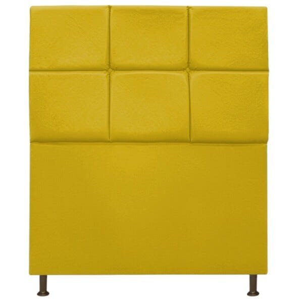 Cabeceira Estofada Damares 90 cm Solteiro Com Botonê Suede Amarelo - STS Móveis - 1