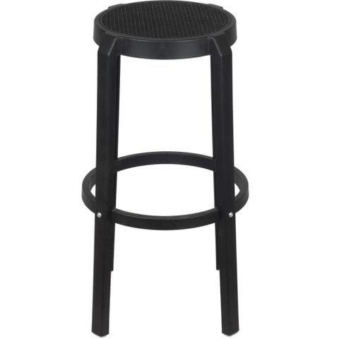 Banqueta Fitz Alta Palha Preta com Estrutura Polipropileno Preto 75 Cm - 74413