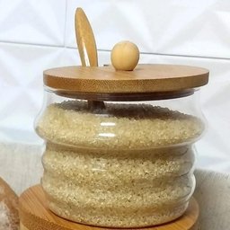 Pote Açucareiro Vidro com Tampa e Colher de Bambu - 2