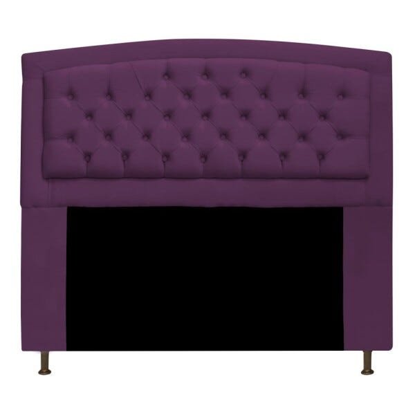 Cabeceira Estofada Geovana 140 cm Casal Com Capitonê Suede Roxo - STS Móveis - 1