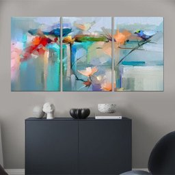 Quadro Decorativo Abstrato Flor com Passarinho - 1