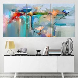 Quadro Decorativo Abstrato Flor com Passarinho - 4