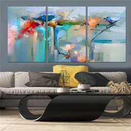 Quadro Decorativo Abstrato Flor com Passarinho - 3