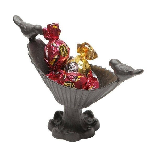 Centro de Mesa com 2 Pássaros de Ferro Esmaltado 24cmx7,5cmx14cm Rojemac - 4