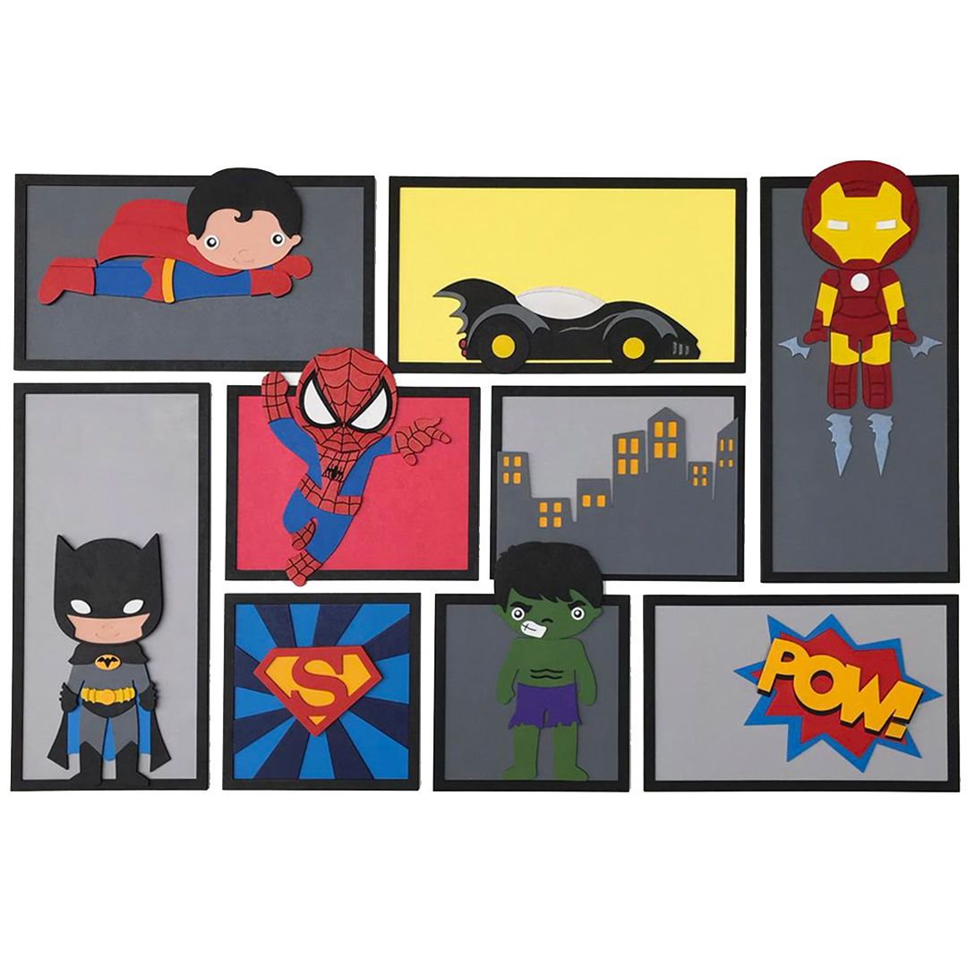 Painel com 9 Quadros Super-heróis Baby Woodhead painel herois baby 6