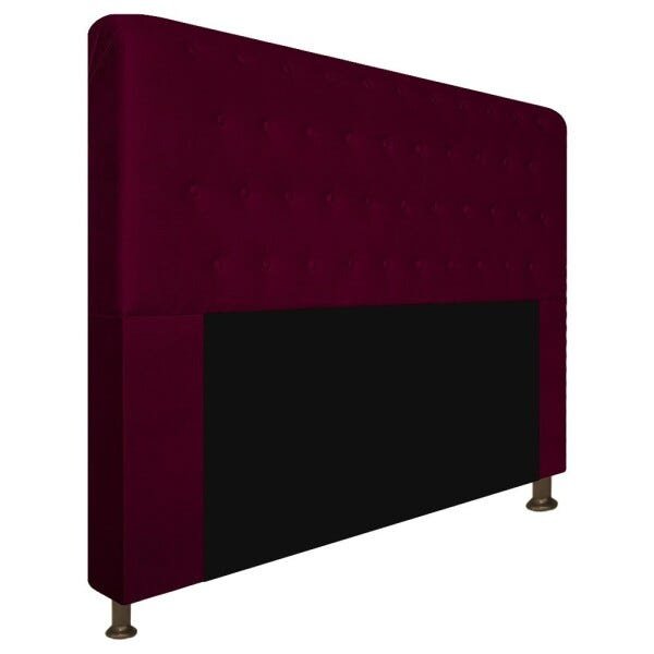 Cabeceira Estofada Brenda 195 cm King Size Com Botonê Suede Bordô - STS Móveis - 2