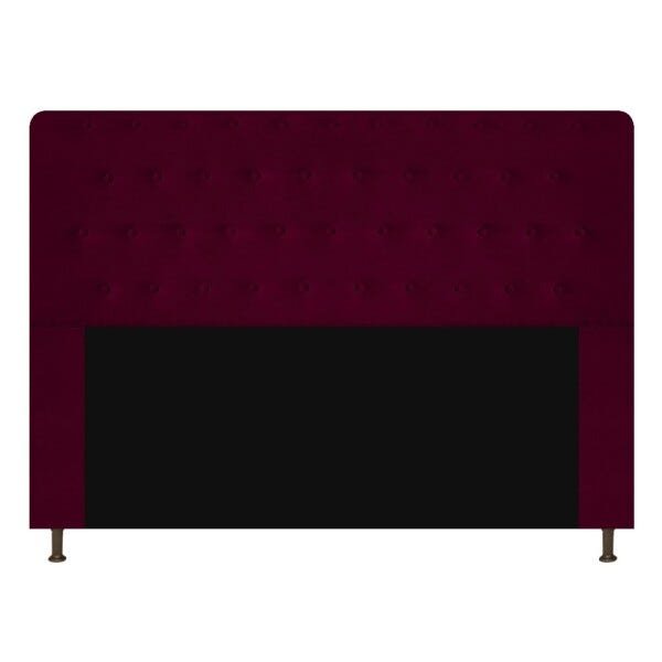 Cabeceira Estofada Brenda 195 cm King Size Com Botonê Suede Bordô - STS Móveis - 1