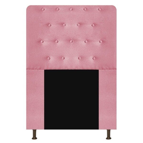 Cabeceira Estofada Brenda 100 cm Solteiro Com Botonê Suede Rosa Bebê - STS Móveis - 1