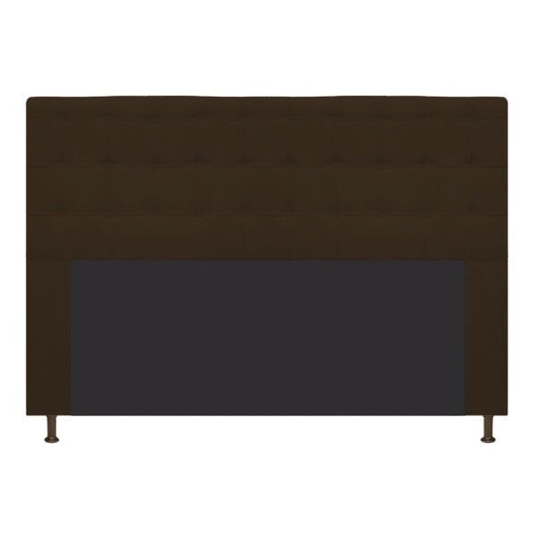 Cabeceira Estofada Dama 195 cm King Size Com Botonê Suede Marrom - STS Móveis - 1