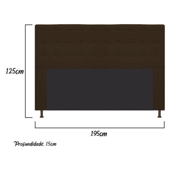 Cabeceira Estofada Dama 195 cm King Size Com Botonê Suede Marrom - STS Móveis - 3