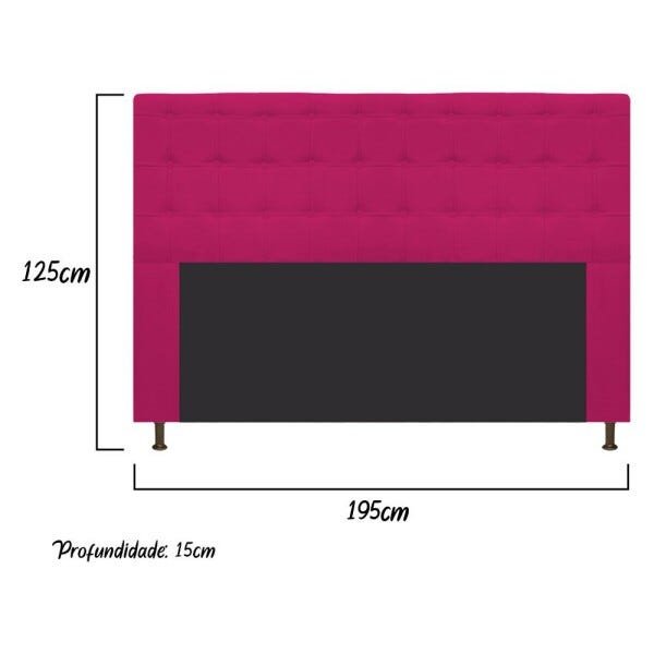 Cabeceira Estofada Dama 195 cm King Size Com Botonê Suede Pink - STS Móveis - 3