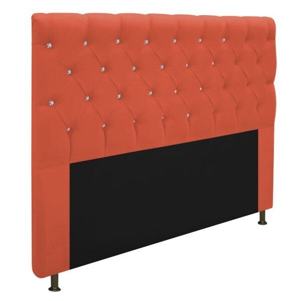 Cabeceira Estofada Cristal 160 cm Queen Size Com Strass Suede Terracota - STS Móveis - 2