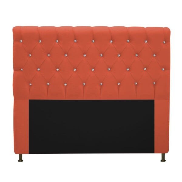 Cabeceira Estofada Cristal 160 cm Queen Size Com Strass Suede Terracota - STS Móveis - 1