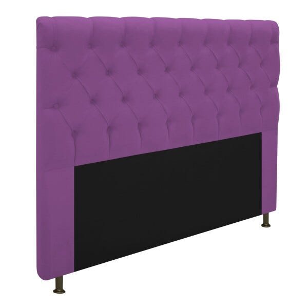 Cabeceira Estofada Cristal 160 cm Queen Size Com Capitonê Suede Roxo - STS Móveis - 2