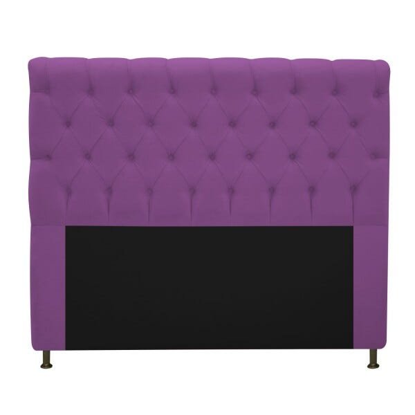 Cabeceira Estofada Cristal 160 cm Queen Size Com Capitonê Suede Roxo - STS Móveis - 1